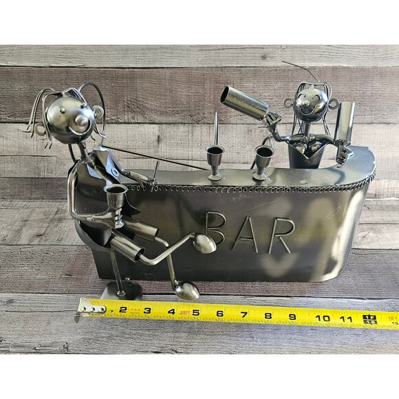 Couple at the Bar Metal Wine Bottle Holder - Picture 3 of 11